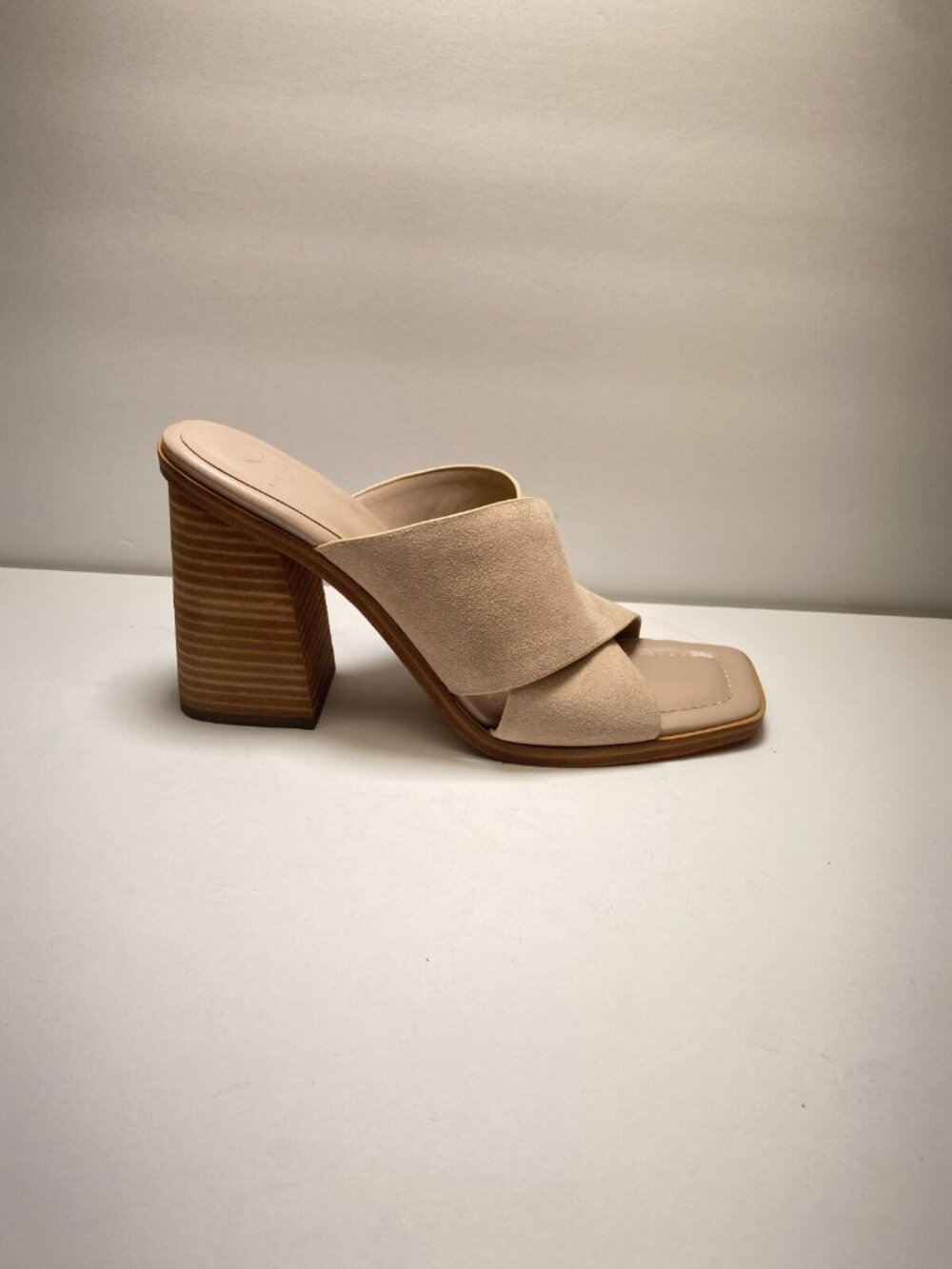 Marc Fisher Women's Barli Natural Suede Heeled Slide Sandal sz 11
